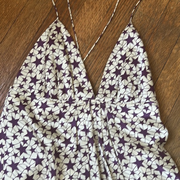 Julie Brown Purple Silk Star cross back short dress - Picture 3 of 7